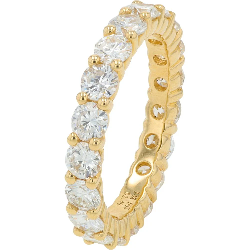 14K Yellow Gold Eternity Band with 2.49 Carat Total Round Diamonds