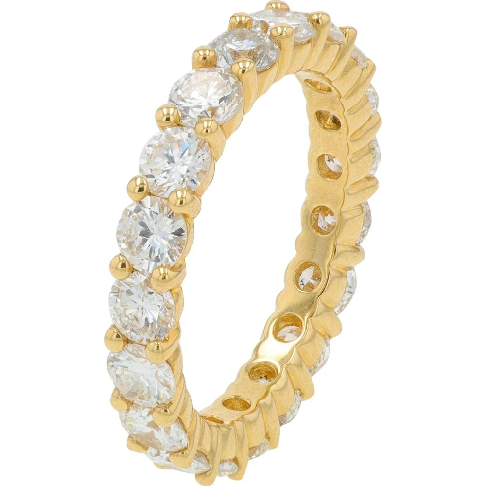 14K Yellow Gold Eternity Band with 2.59 Carat Round Prong Set Diamonds