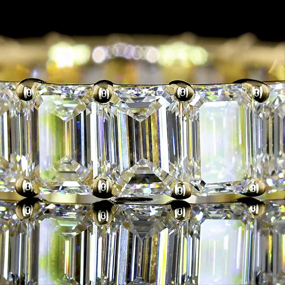 14K Yellow Gold Eternity Band with 23 North-South Set Emerald Cut Lab Diamonds - 4.05 Carat Total Weight (E-F VVS2) - Covaloro Fine Jewelry - Image 2