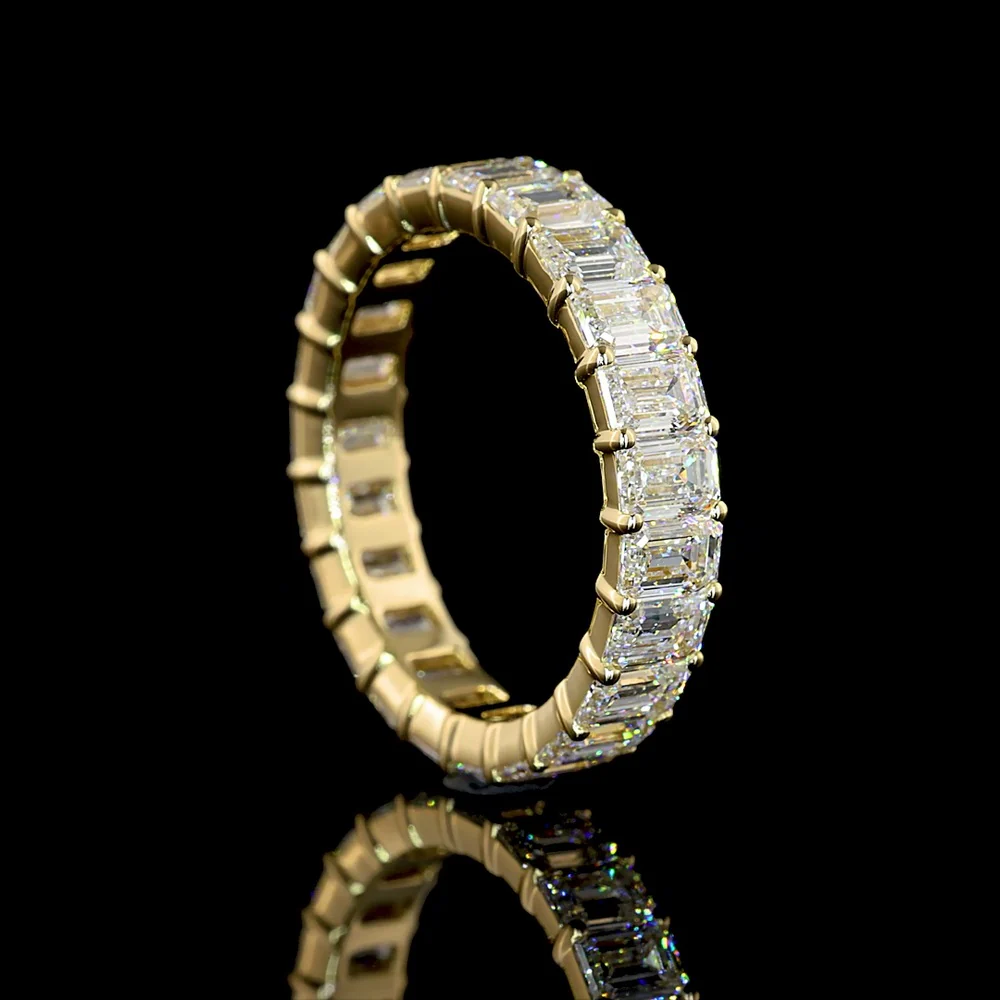 14K Yellow Gold Eternity Band with 23 North-South Set Emerald Cut Lab Diamonds - 4.05 Carat Total Weight (E-F VVS2) - Covaloro Fine Jewelry - Image 3
