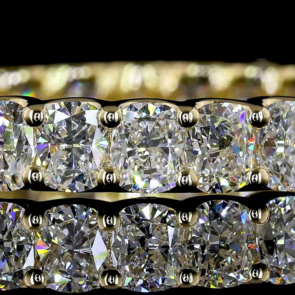 14K Yellow Gold Eternity Band with 25 Cushion Brilliant Cut Lab Diamonds in U-Prong Setting - 2.86 Carats Total Diamond Weight - Covaloro Fine Jewelry - Image 2