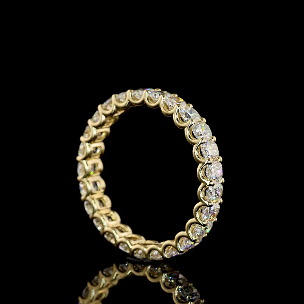14K Yellow Gold Eternity Band with 25 Cushion Brilliant Cut Lab Diamonds in U-Prong Setting - 2.86 Carats Total Diamond Weight - Covaloro Fine Jewelry - Image 3