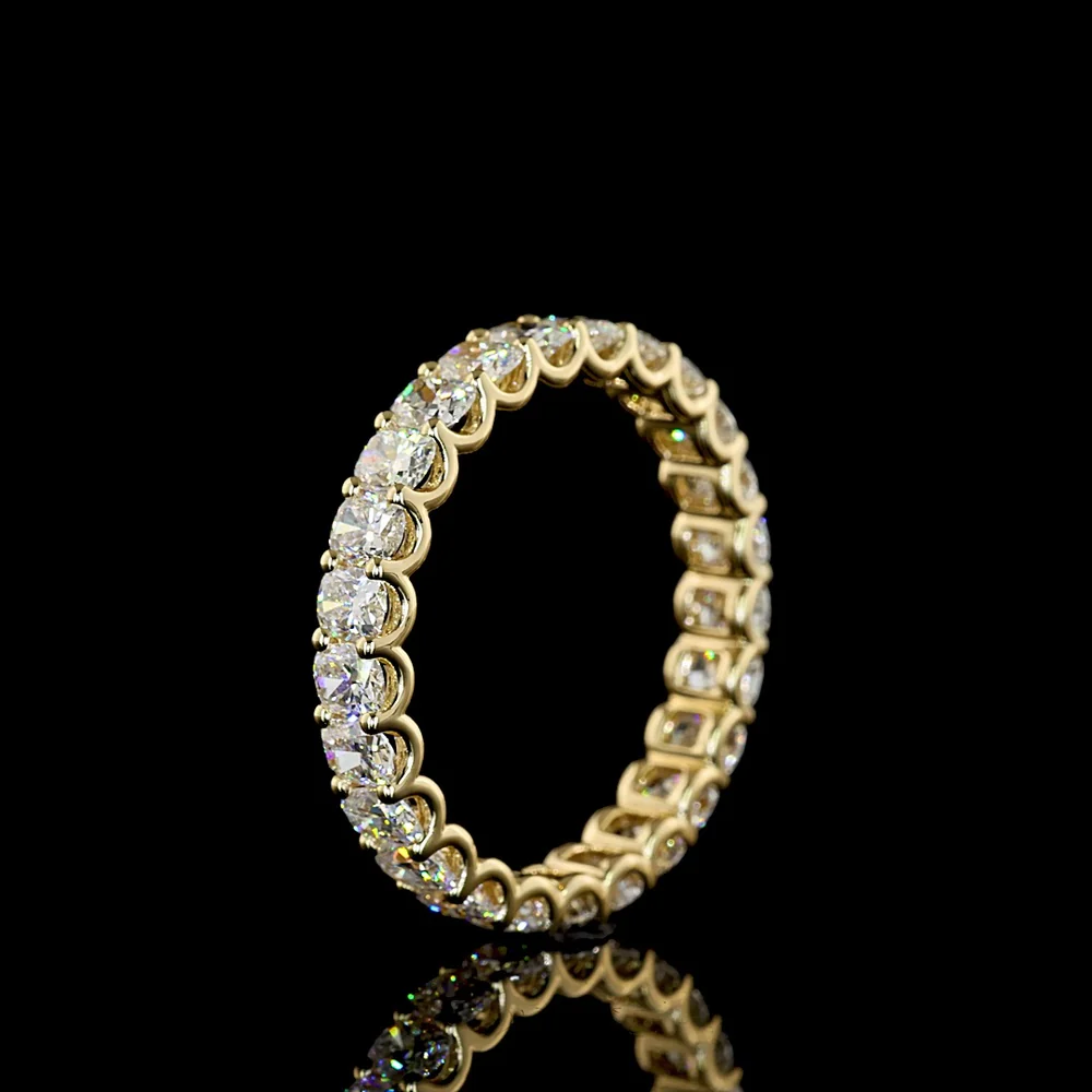 14K Yellow Gold Eternity Band with 25 Cushion Brilliant Cut Lab Diamonds in U-Prong Setting - 2.86 Carats Total Diamond Weight - Covaloro Fine Jewelry - Image 4