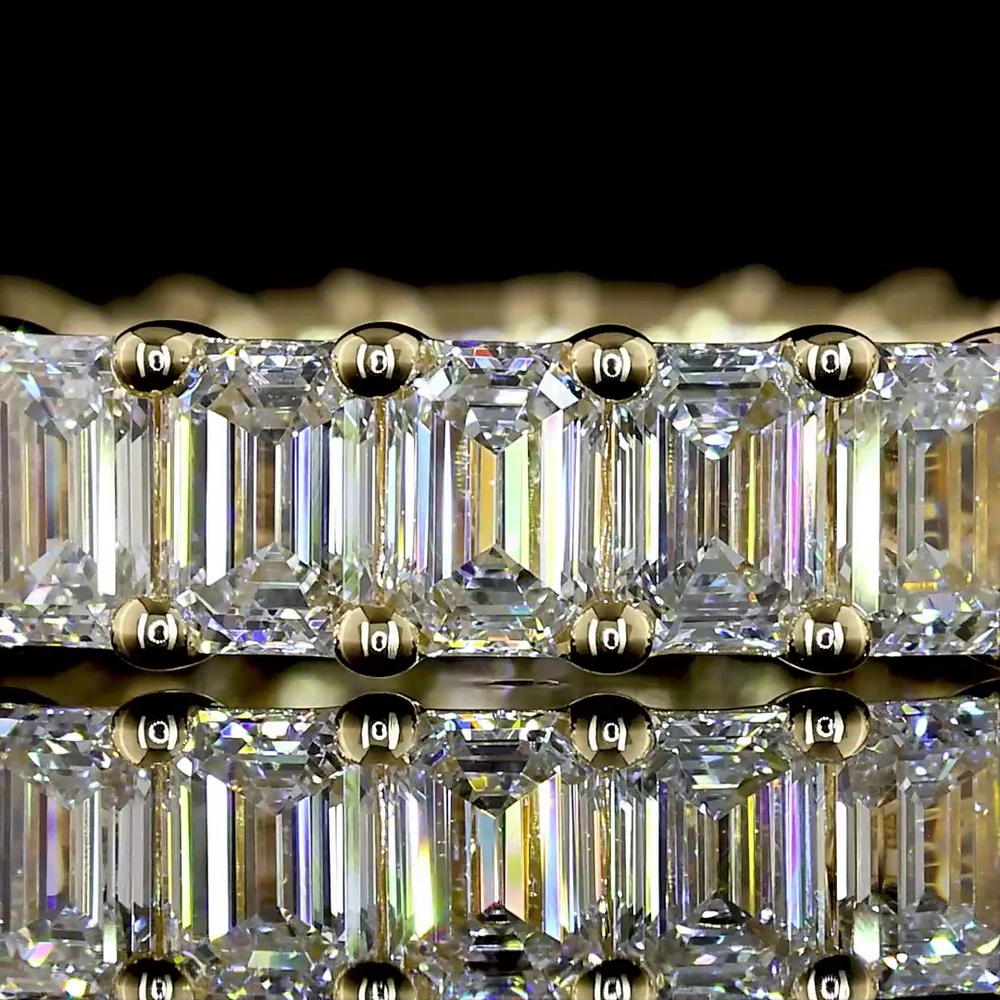 14K Yellow Gold Eternity Band with 27 North-South Prong Set Emerald Cut Lab Diamonds - 2.88 Carats Total Diamond Weight - Covaloro Fine Jewelry - Image 2
