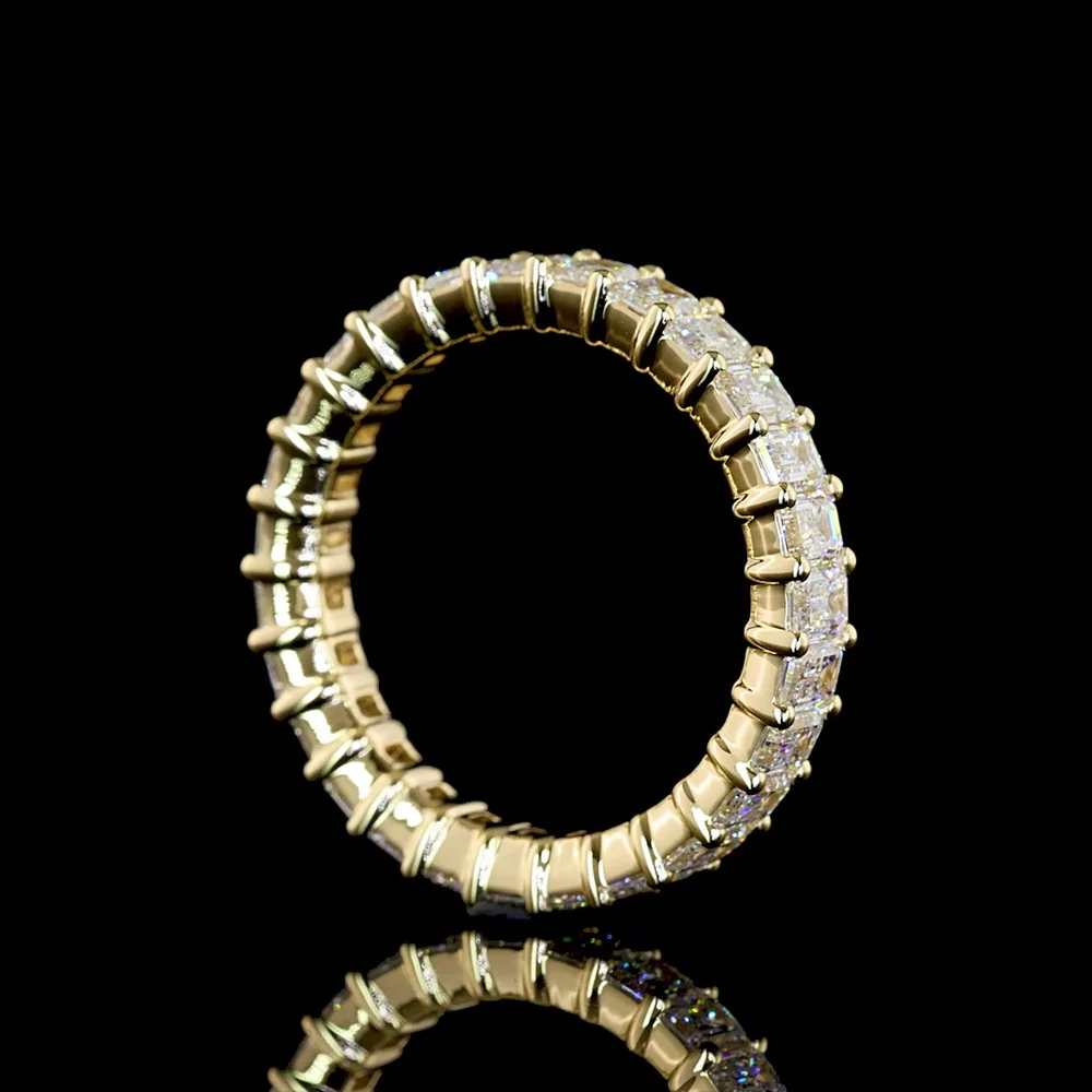 14K Yellow Gold Eternity Band with 27 North-South Prong Set Emerald Cut Lab Diamonds - 2.88 Carats Total Diamond Weight - Covaloro Fine Jewelry - Image 3
