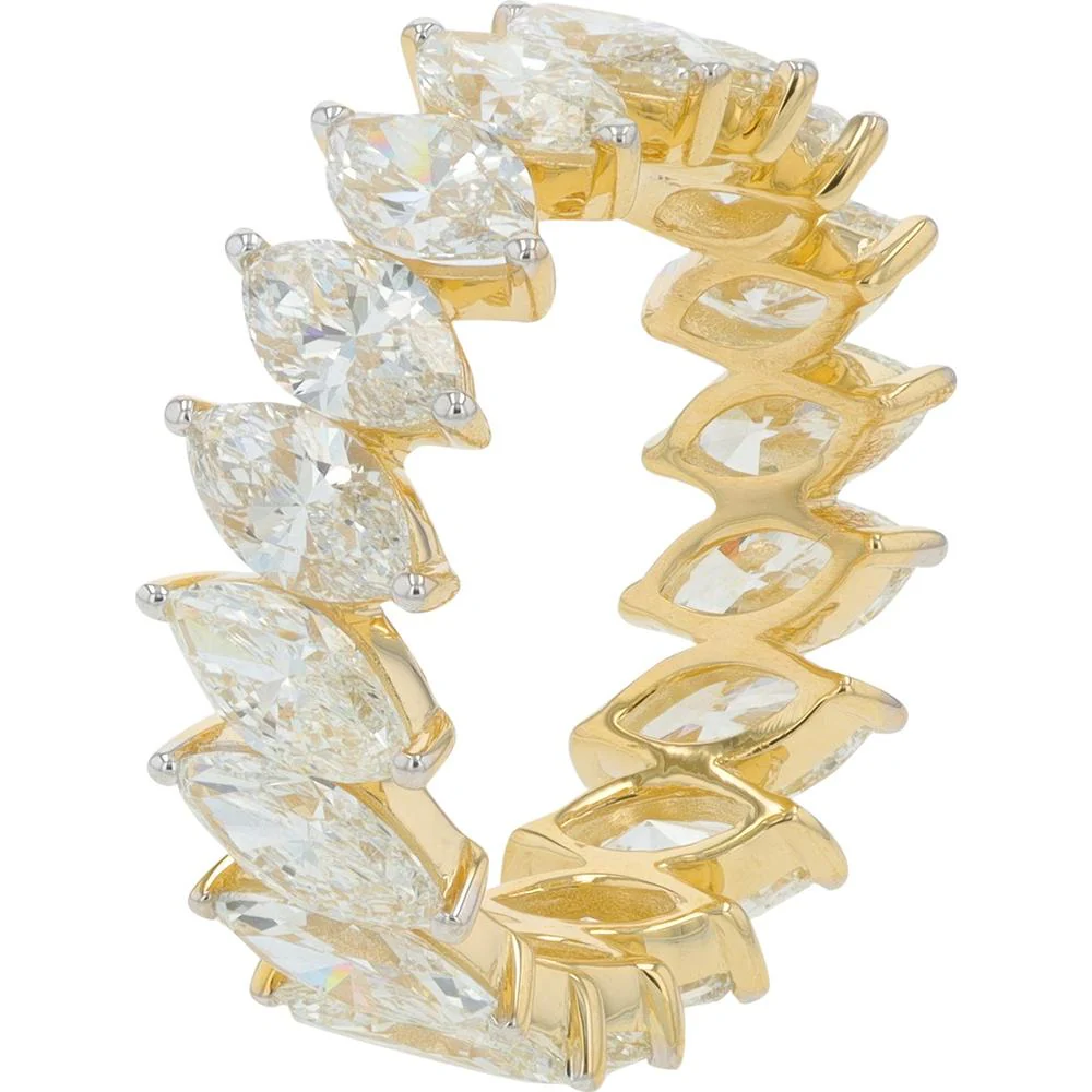 14K Yellow Gold Eternity Band with 5.75 Carat Lab Grown Marquise Diamonds