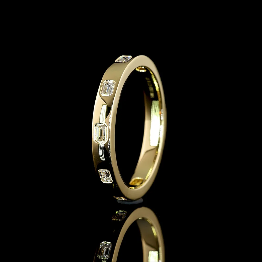 14K Yellow Gold Eternity Band with 7 East-West Flush Set Emerald Cut Lab Diamonds - 0.34 Carats Total Diamond Weight - Covaloro Fine Jewelry - Image 4