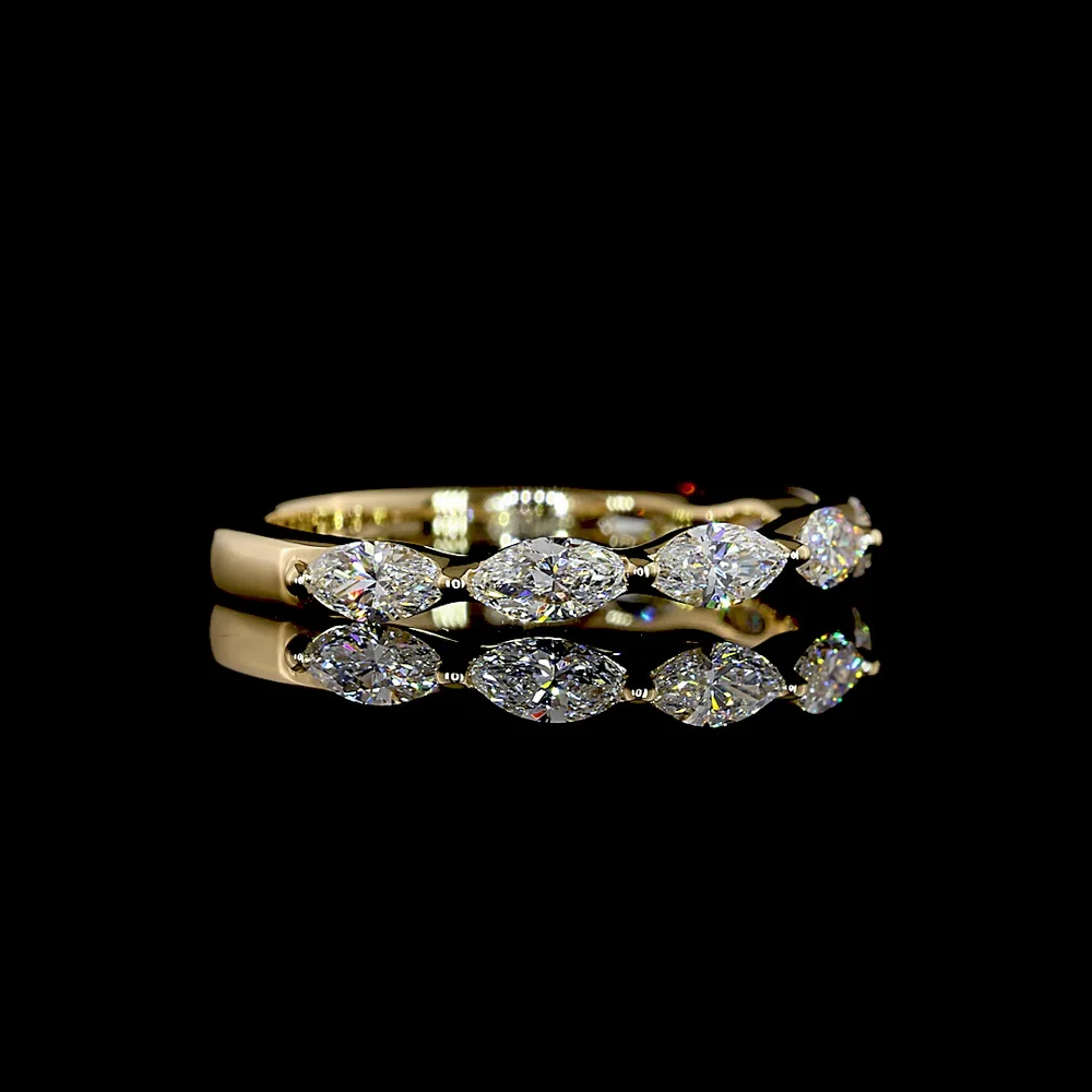 14K Yellow Gold Eternity Band with 7 East-West Set Marquise Cut Lab Diamonds - 0.62 Carat Total Weight - Covaloro Fine Jewelry