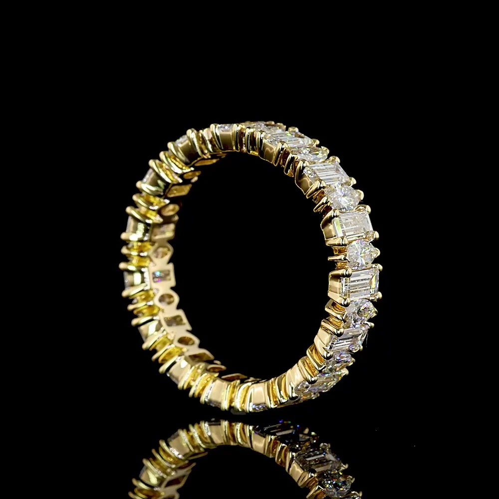 14K Yellow Gold Eternity Band with Alternating Baguette and Marquise Cut Lab Diamonds - 2.6 Carats Total Diamond Weight - Covaloro Fine Jewelry - Image 3