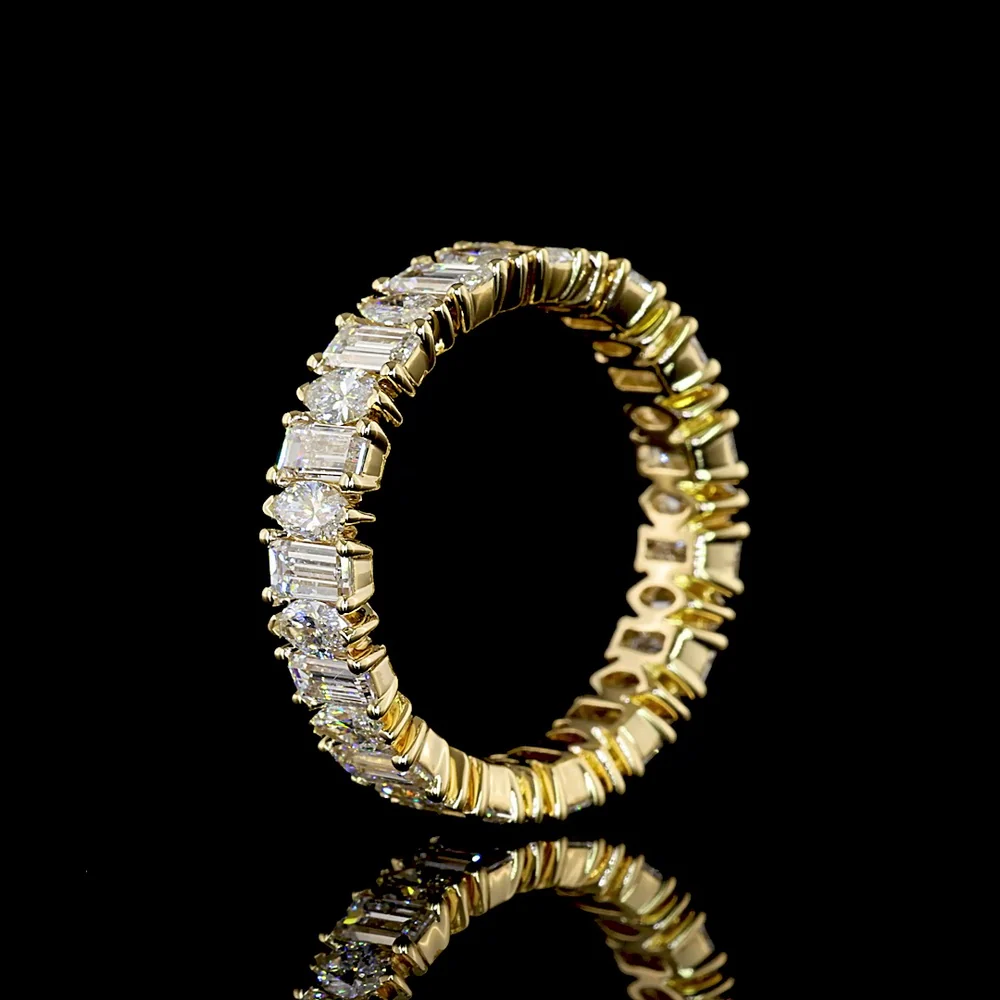 14K Yellow Gold Eternity Band with Alternating Baguette and Marquise Cut Lab Diamonds - 2.6 Carats Total Diamond Weight - Covaloro Fine Jewelry - Image 4
