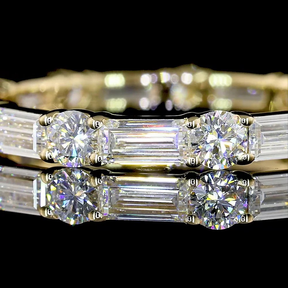 14K Yellow Gold Eternity Band with Alternating Baguette and Round Brilliant Cut Lab Diamonds - 1.73 Carats Total Diamond Weight - Covaloro Fine Jewelry - Image 2