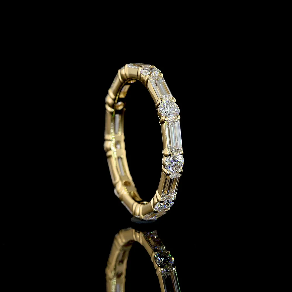 14K Yellow Gold Eternity Band with Alternating Baguette and Round Brilliant Cut Lab Diamonds - 1.73 Carats Total Diamond Weight - Covaloro Fine Jewelry - Image 3
