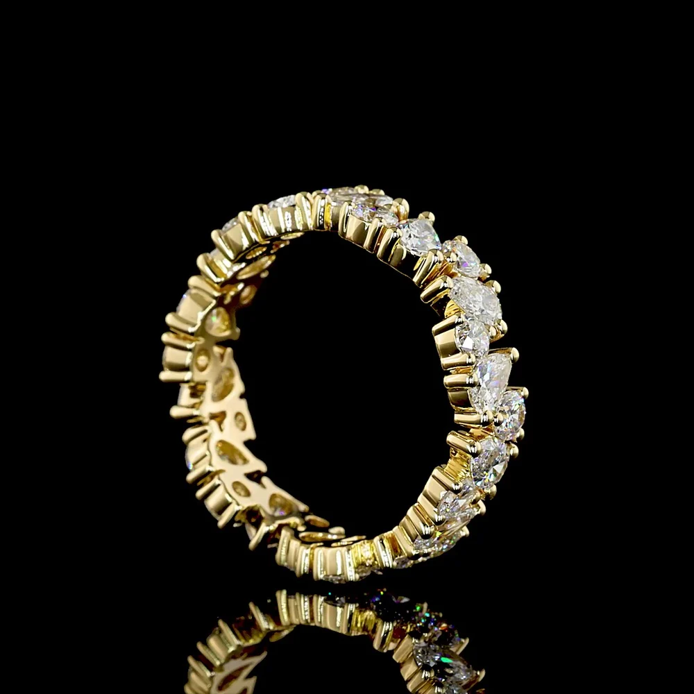 14K Yellow Gold Eternity Band with Alternating Pear Shape and Round Brilliant Lab Diamonds - 2.48 Carat Total Weight, E-F Color VS1 Clarity - Covaloro Fine Jewelry - Image 3