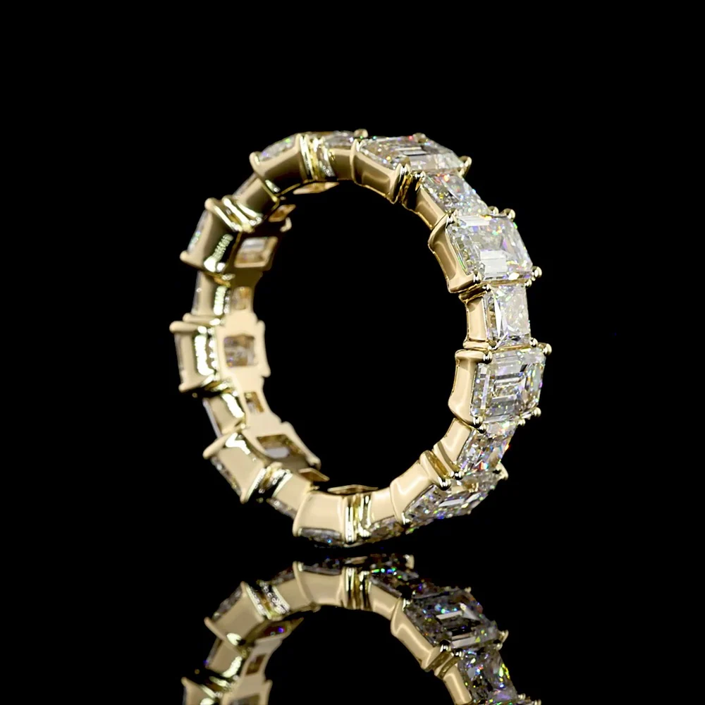 14K Yellow Gold Eternity Band with Alternating Princess Cut and Emerald Cut Lab Diamonds - 8.02 Carats Total Diamond Weight - Covaloro Fine Jewelry - Image 3