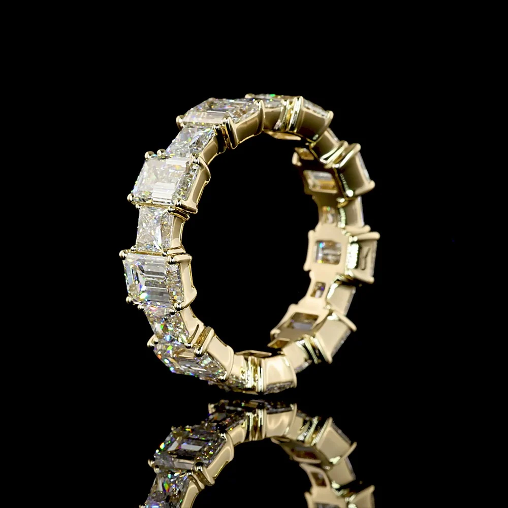 14K Yellow Gold Eternity Band with Alternating Princess Cut and Emerald Cut Lab Diamonds - 8.02 Carats Total Diamond Weight - Covaloro Fine Jewelry - Image 4