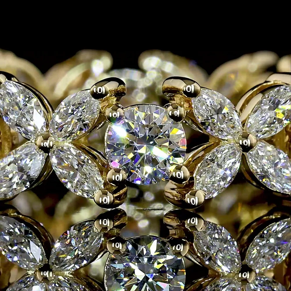 14K Yellow Gold Eternity Band with Alternating Round Brilliant and Marquise Cut Lab Diamonds - 1.59 Carat Total Weight - Covaloro Fine Jewelry - Image 2