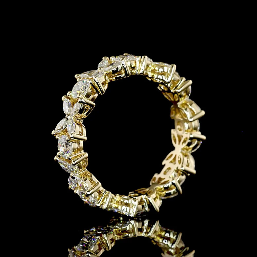 14K Yellow Gold Eternity Band with Alternating Round Brilliant and Marquise Cut Lab Diamonds - 1.59 Carat Total Weight - Covaloro Fine Jewelry - Image 4