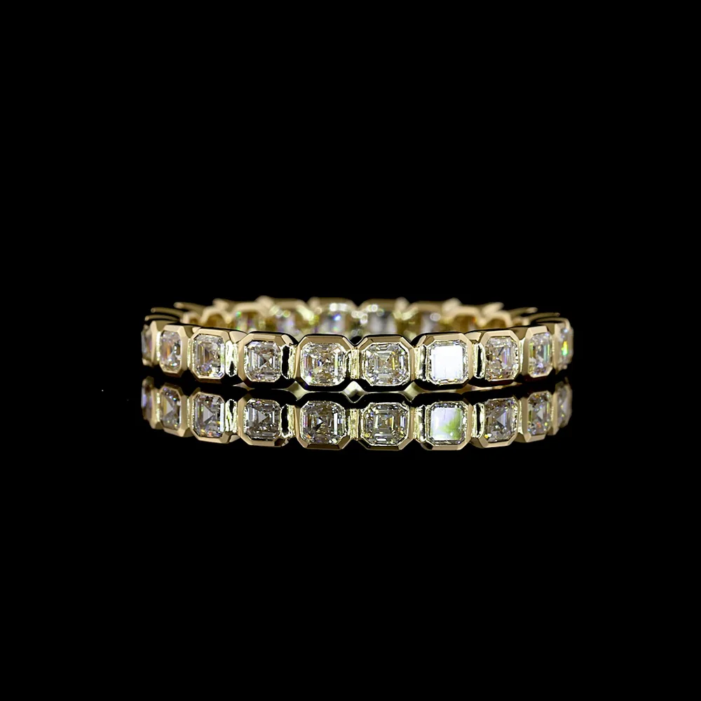 14K Yellow Gold Eternity Band with Bezel Set Asscher Cut Lab Diamonds - 1.17 Carat Total Weight - Covaloro Fine Jewelry