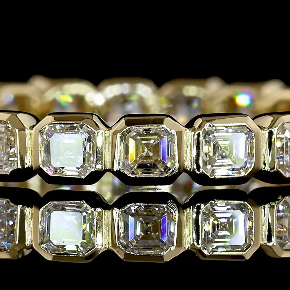 14K Yellow Gold Eternity Band with Bezel Set Asscher Cut Lab Diamonds - 1.17 Carat Total Weight - Covaloro Fine Jewelry - Image 2