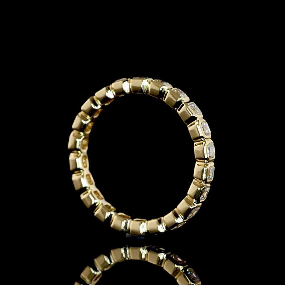 14K Yellow Gold Eternity Band with Bezel Set Asscher Cut Lab Diamonds - 1.17 Carat Total Weight - Covaloro Fine Jewelry - Image 3