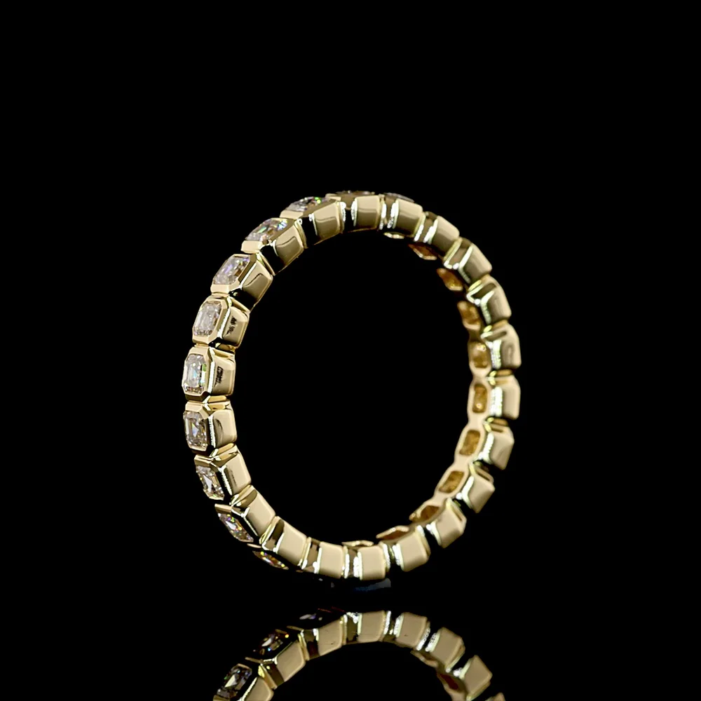 14K Yellow Gold Eternity Band with Bezel Set Asscher Cut Lab Diamonds - 1.17 Carat Total Weight - Covaloro Fine Jewelry - Image 4