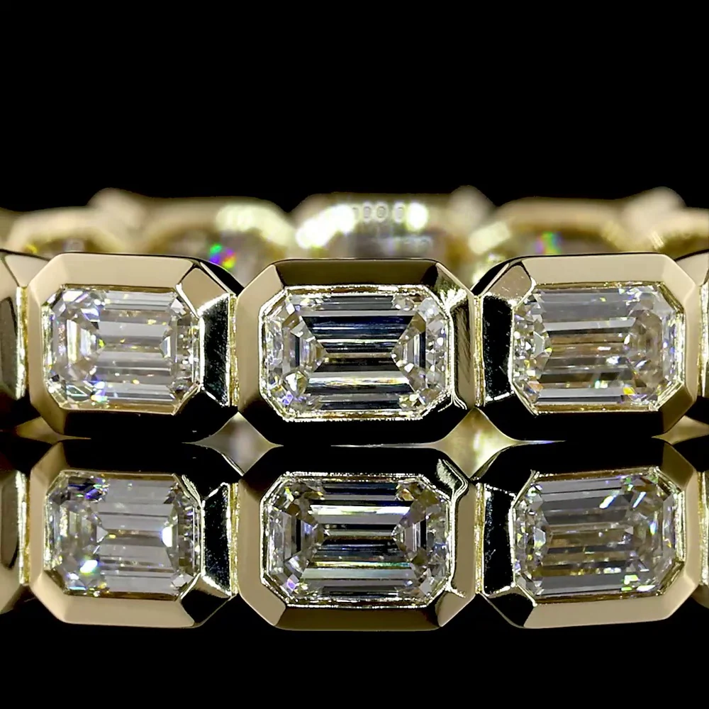 14K Yellow Gold Eternity Band with Bezel-Set East-West Emerald Cut Lab Diamonds - 1.43 Carats Total Diamond Weight - Covaloro Fine Jewelry - Image 2