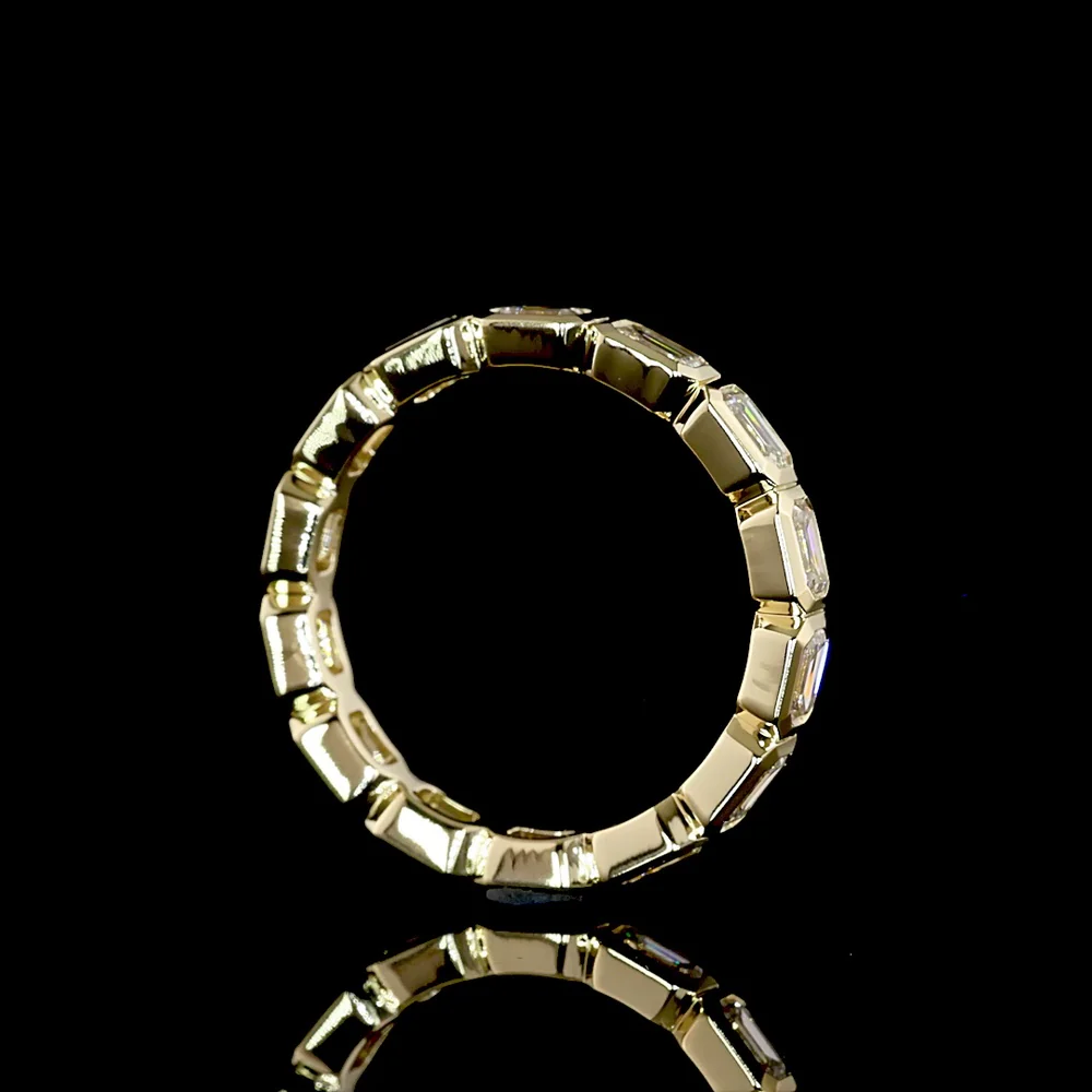 14K Yellow Gold Eternity Band with Bezel-Set East-West Emerald Cut Lab Diamonds - 1.43 Carats Total Diamond Weight - Covaloro Fine Jewelry - Image 3