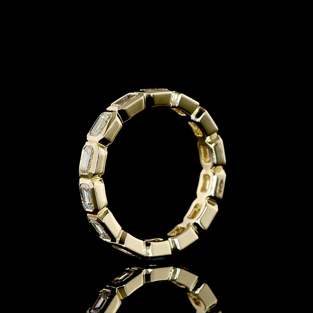 14K Yellow Gold Eternity Band with Bezel-Set East-West Emerald Cut Lab Diamonds - 1.43 Carats Total Diamond Weight - Covaloro Fine Jewelry - Image 4