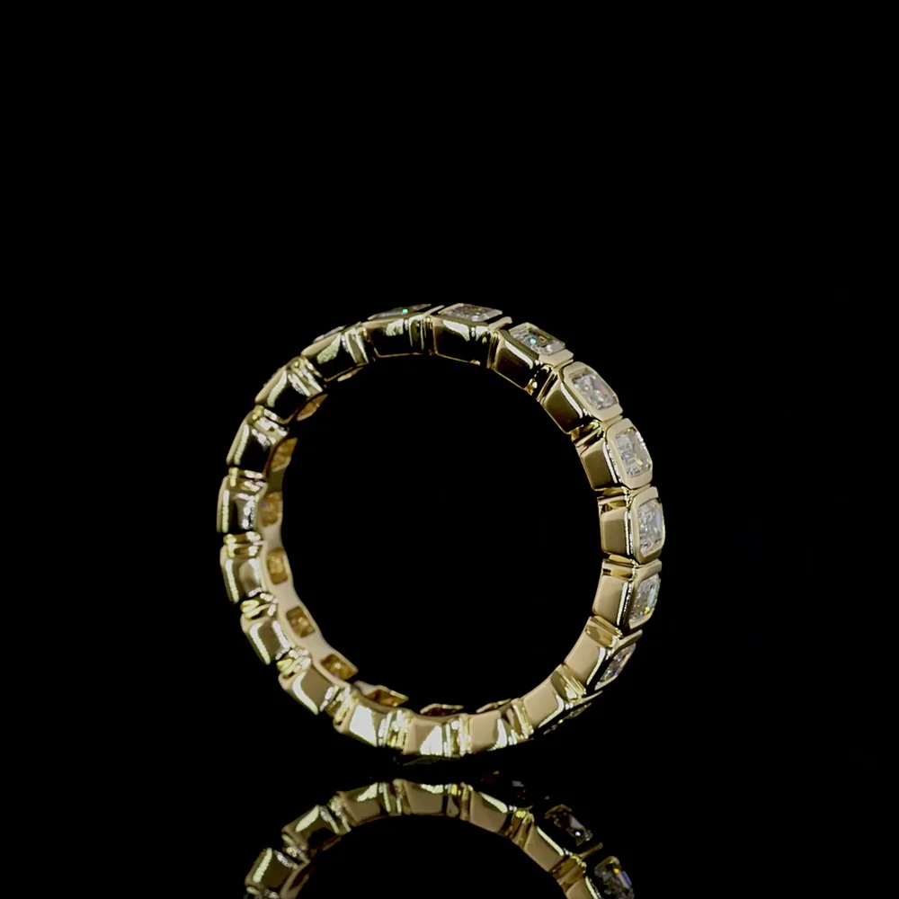 14K Yellow Gold Eternity Band with Bezel Set Emerald Cut Lab Diamonds - 1.80 Carat Total Weight, 19 Stones - Covaloro Fine Jewelry - Image 3