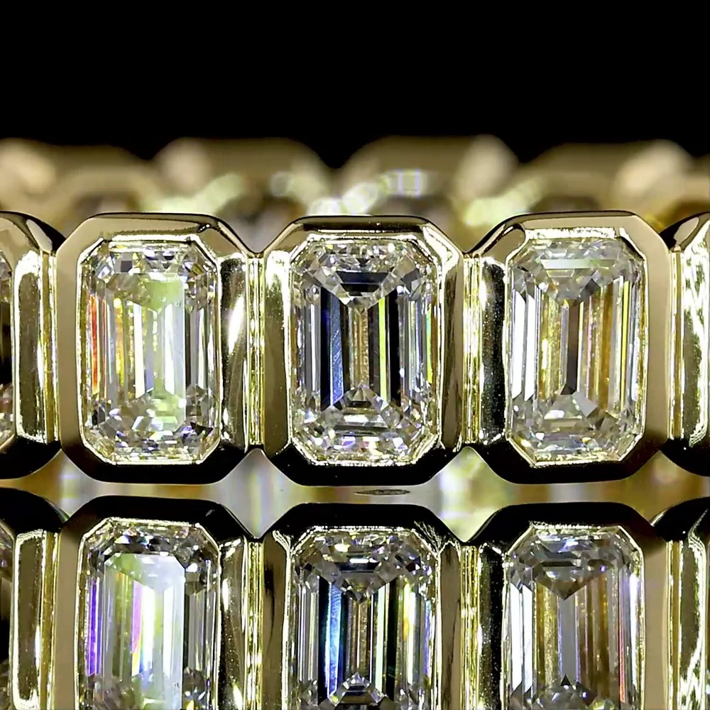14K Yellow Gold Eternity Band with Bezel-Set Emerald Cut Lab Diamonds - 2.00 Total Carat Weight - Covaloro Fine Jewelry - Image 2