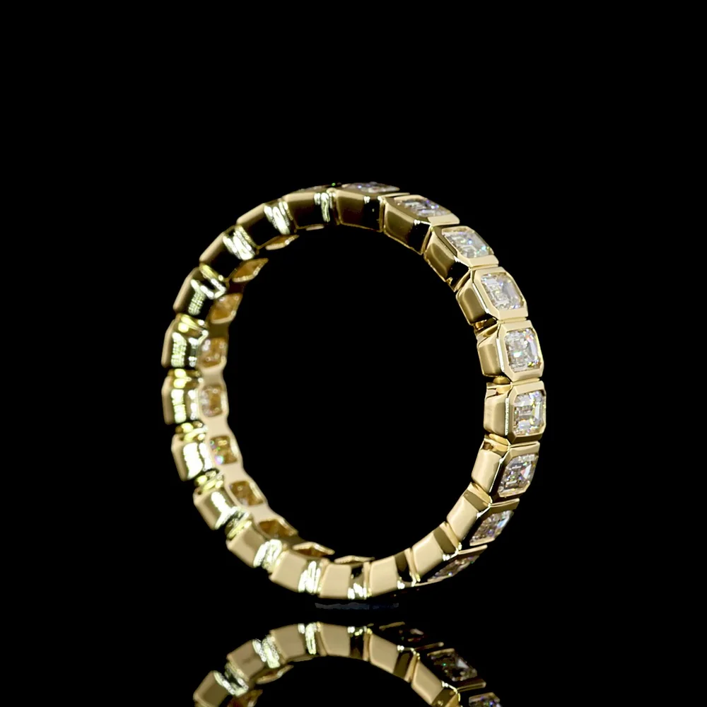 14K Yellow Gold Eternity Band with Bezel-Set Emerald Cut Lab Diamonds - 2.00 Total Carat Weight - Covaloro Fine Jewelry - Image 3