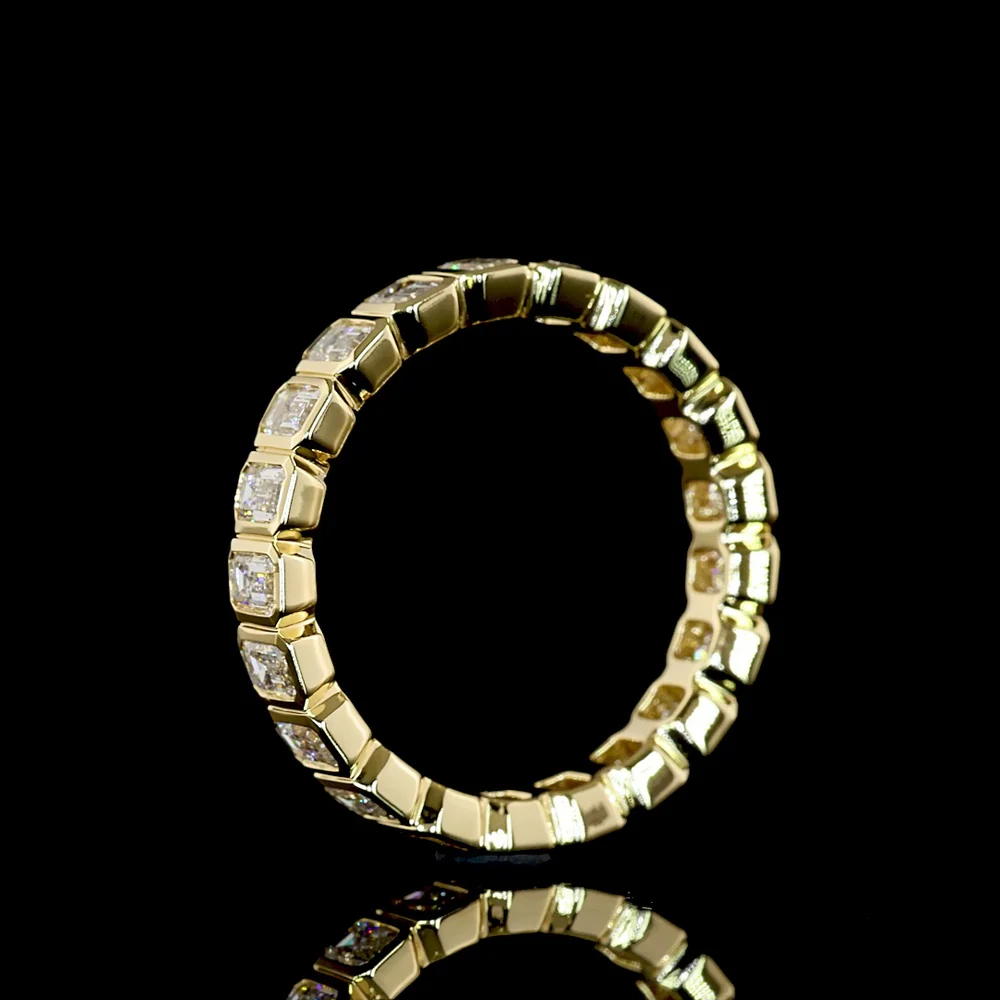14K Yellow Gold Eternity Band with Bezel-Set Emerald Cut Lab Diamonds - 2.00 Total Carat Weight - Covaloro Fine Jewelry - Image 4
