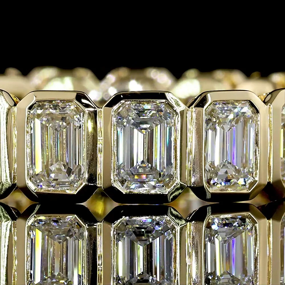 14K Yellow Gold Eternity Band with Bezel-Set Emerald Cut Lab Diamonds - 2.87 Total Carat Weight - Covaloro Fine Jewelry - Image 2
