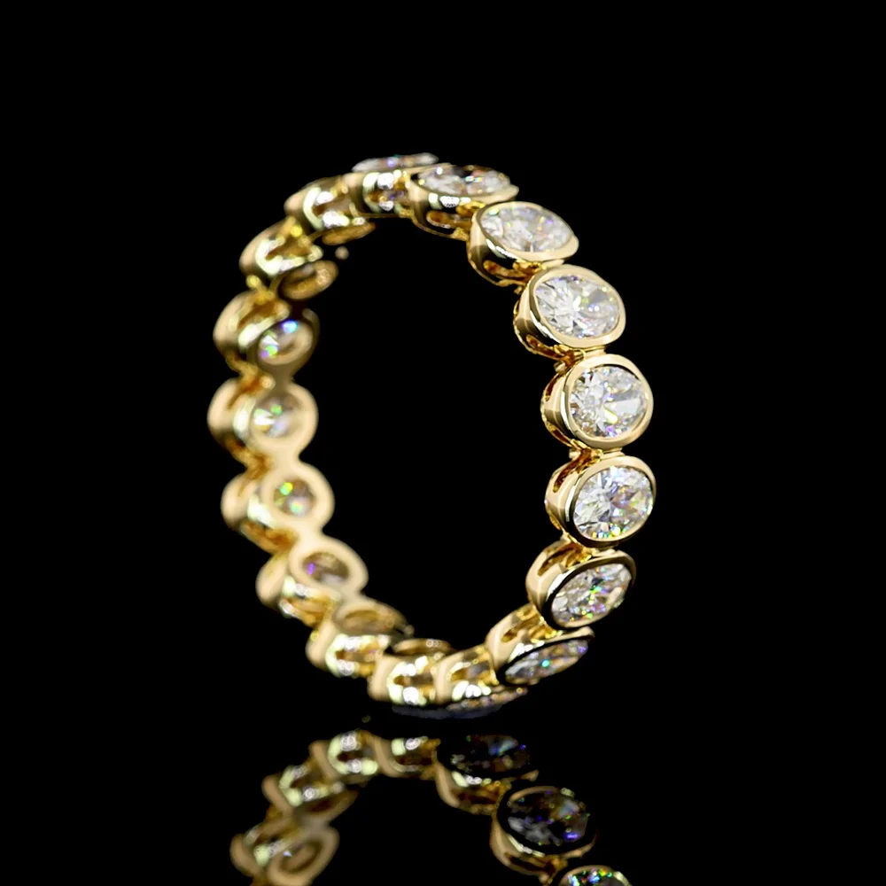 14K Yellow Gold Eternity Band with Bezel Set Oval Lab Diamonds - 2.04 Carat Total Weight - Covaloro Fine Jewelry - Image 3