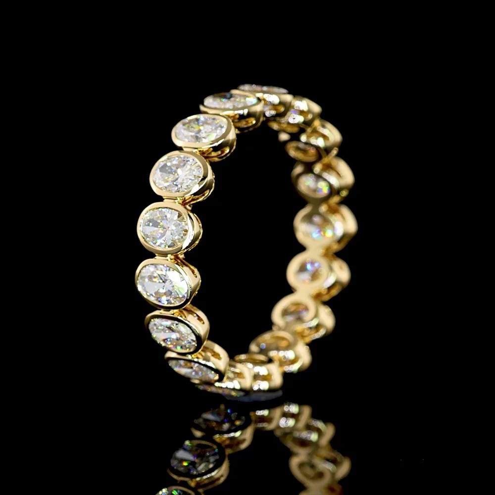 14K Yellow Gold Eternity Band with Bezel Set Oval Lab Diamonds - 2.04 Carat Total Weight - Covaloro Fine Jewelry - Image 4