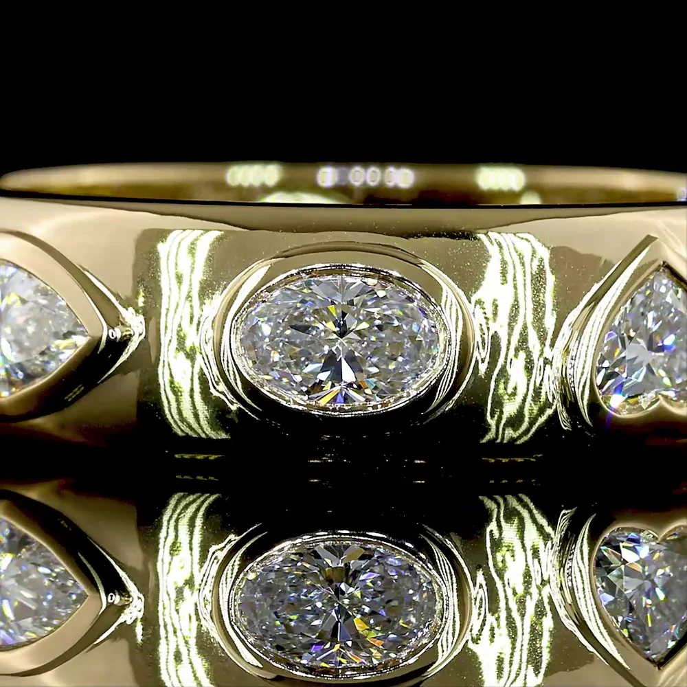 14K Yellow Gold Eternity Band with Bezel Set Oval, Pear, and Heart Shape Lab Diamonds - 1.63 Carat Total Weight - Covaloro Fine Jewelry - Image 2