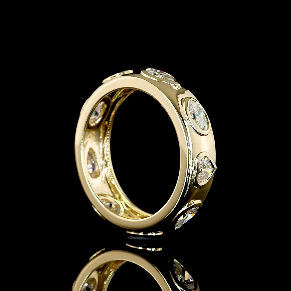 14K Yellow Gold Eternity Band with Bezel Set Oval, Pear, and Heart Shape Lab Diamonds - 1.63 Carat Total Weight - Covaloro Fine Jewelry - Image 3