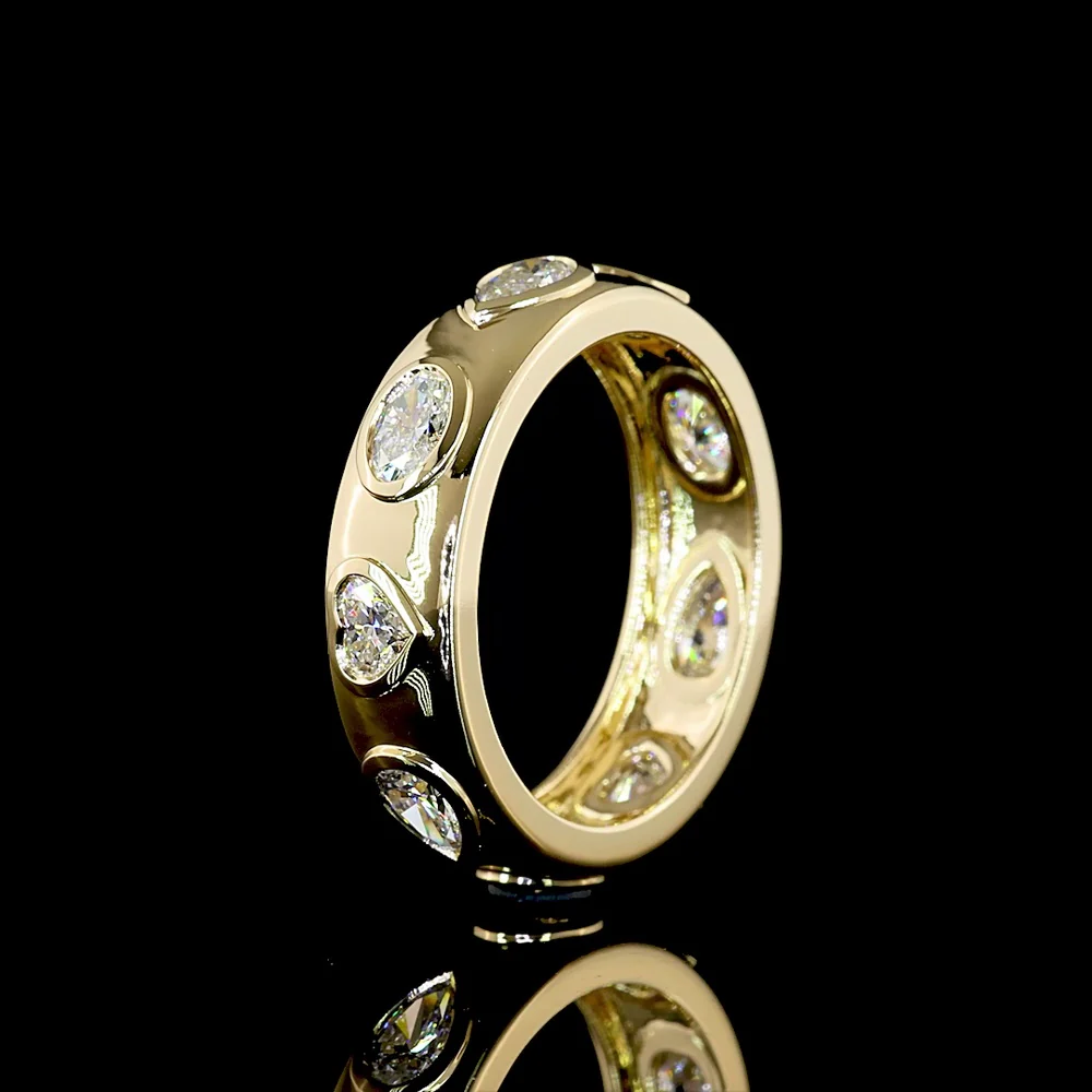 14K Yellow Gold Eternity Band with Bezel Set Oval, Pear, and Heart Shape Lab Diamonds - 1.63 Carat Total Weight - Covaloro Fine Jewelry - Image 4