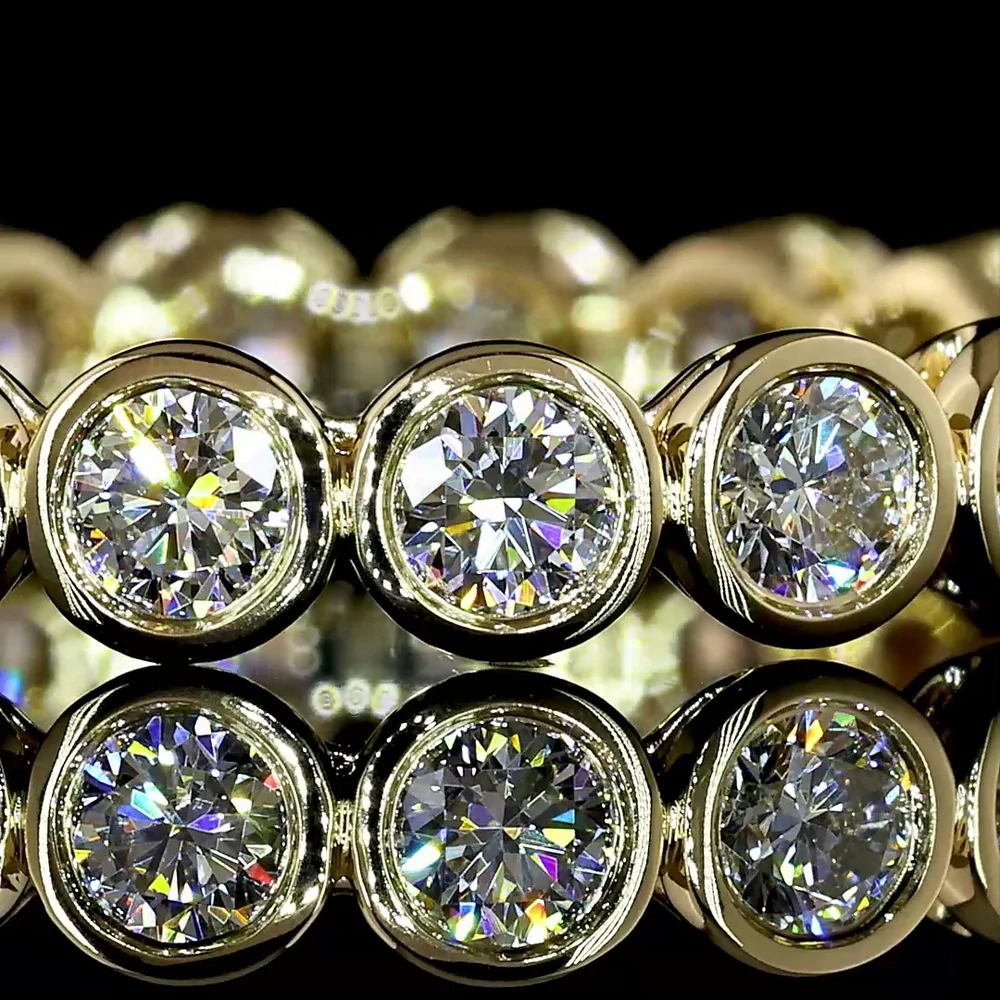 14K Yellow Gold Eternity Band with Bezel Set Round Natural Diamonds - 1.14 Carat Total Weight, E-F Color VS+ Clarity - Covaloro Fine Jewelry - Image 2