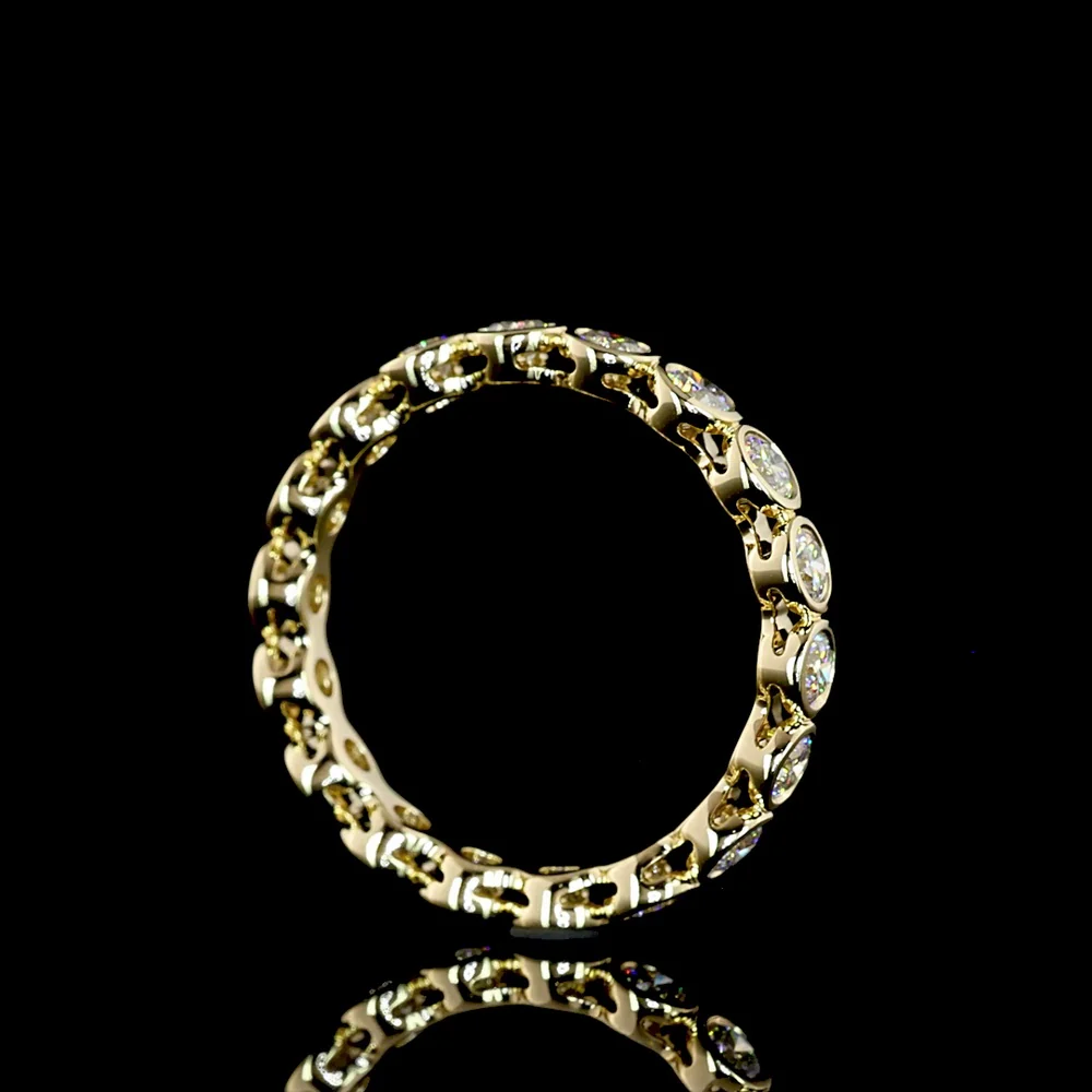14K Yellow Gold Eternity Band with Bezel Set Round Natural Diamonds - 1.14 Carat Total Weight, E-F Color VS+ Clarity - Covaloro Fine Jewelry - Image 3