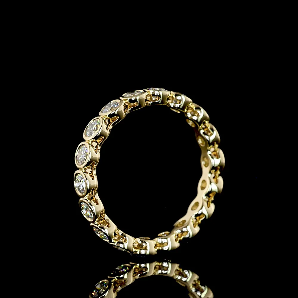 14K Yellow Gold Eternity Band with Bezel Set Round Natural Diamonds - 1.14 Carat Total Weight, E-F Color VS+ Clarity - Covaloro Fine Jewelry - Image 4