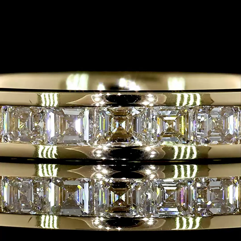 14K Yellow Gold Eternity Band with Channel Set Asscher Cut Lab Diamonds - 1.70 Carat Total Weight, E-F Color, VS Clarity - Covaloro Fine Jewelry - Image 2