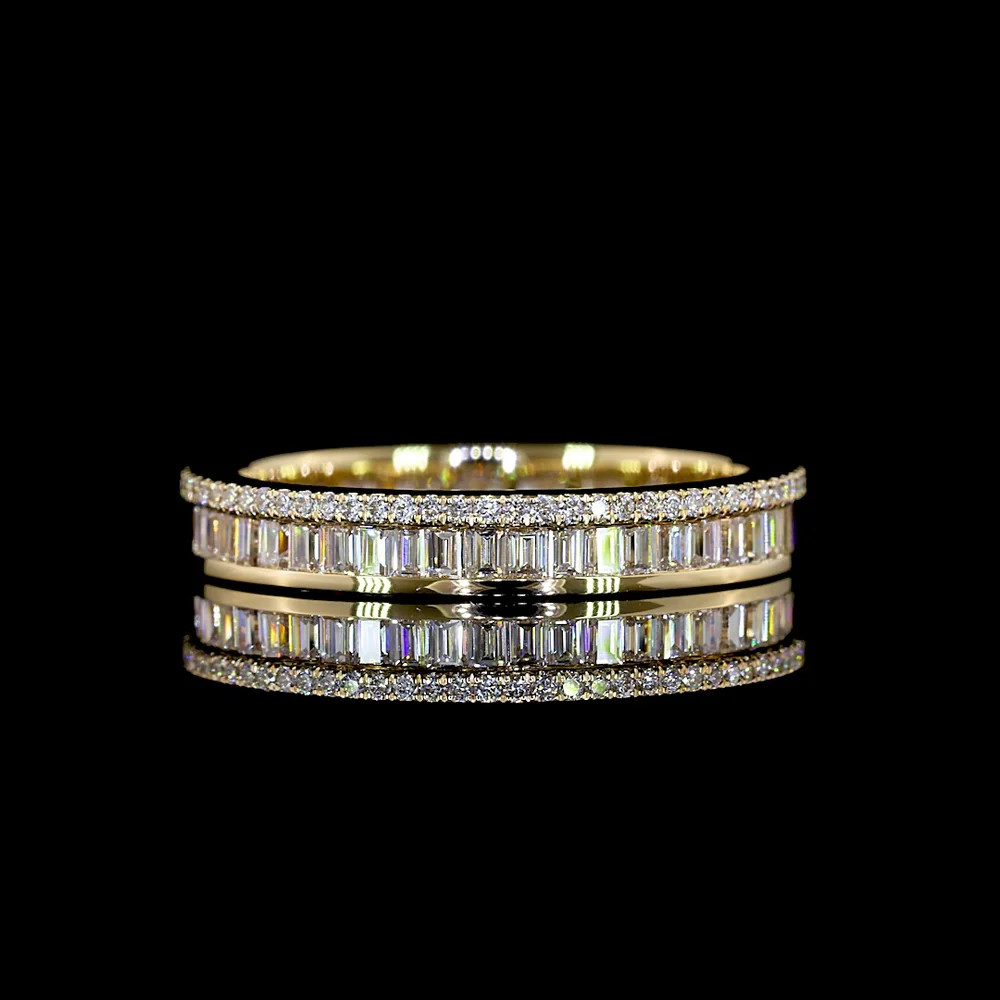 14K Yellow Gold Eternity Band with Channel Set Baguette and Brilliant Cut Lab Diamonds - 1.01 Carats Total Diamond Weight - Covaloro Fine Jewelry