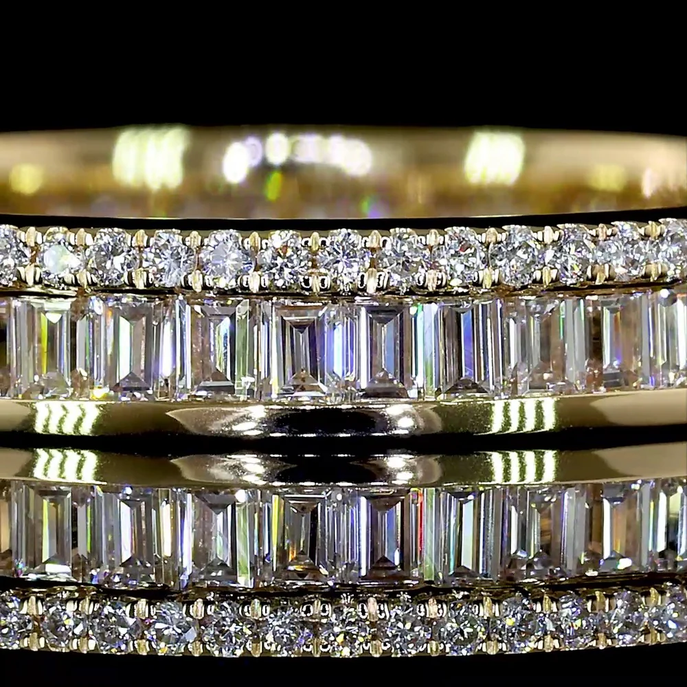 14K Yellow Gold Eternity Band with Channel Set Baguette and Brilliant Cut Lab Diamonds - 1.01 Carats Total Diamond Weight - Covaloro Fine Jewelry - Image 2