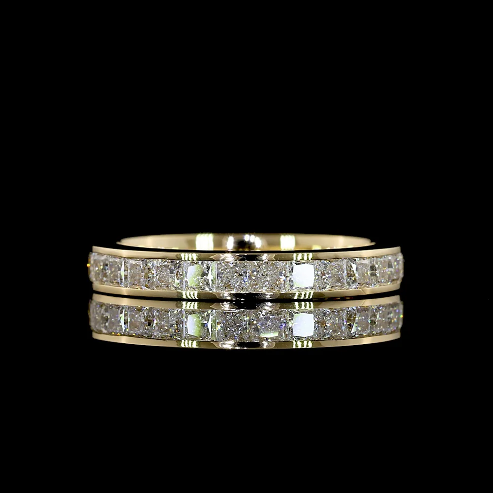 14K Yellow Gold Eternity Band with Channel Set Princess Cut Lab Diamonds - 1.58 Carats Total Diamond Weight - Covaloro Fine Jewelry