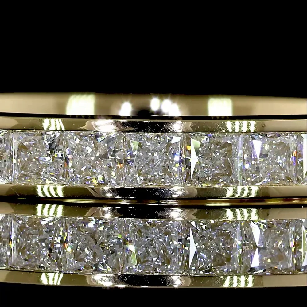 14K Yellow Gold Eternity Band with Channel Set Princess Cut Lab Diamonds - 1.58 Carats Total Diamond Weight - Covaloro Fine Jewelry - Image 2