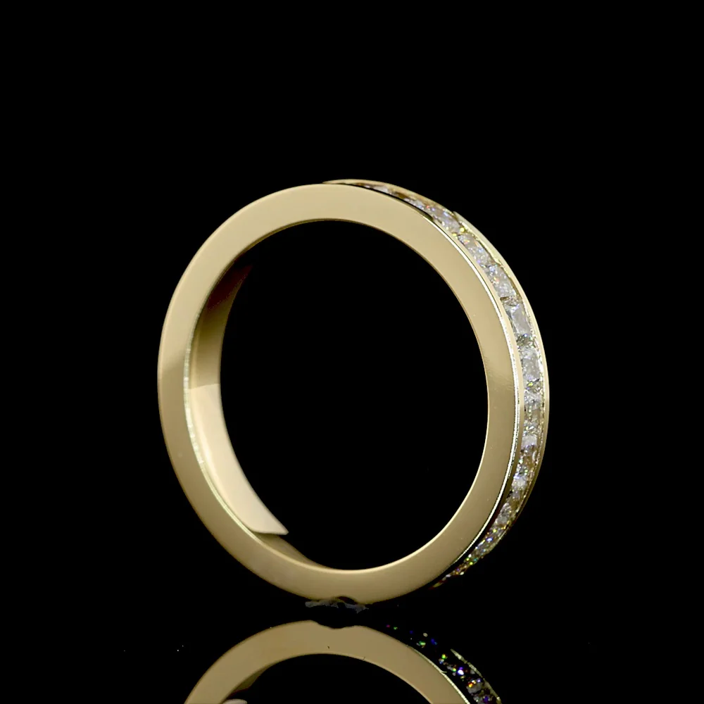 14K Yellow Gold Eternity Band with Channel Set Princess Cut Lab Diamonds - 1.58 Carats Total Diamond Weight - Covaloro Fine Jewelry - Image 3