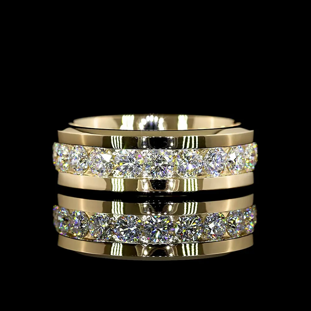 14K Yellow Gold Eternity Band with Channel Set Round Lab Diamonds - 2.78 Carats Total Diamond Weight - Covaloro Fine Jewelry