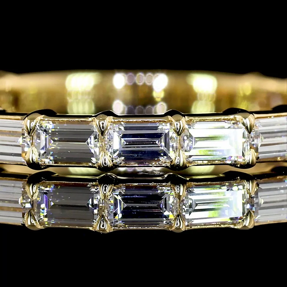 14K Yellow Gold Eternity Band with East-West Half Bezel Set Radiant Cut Lab Diamonds - 2.07 Carats Total Diamond Weight - Covaloro Fine Jewelry - Image 2