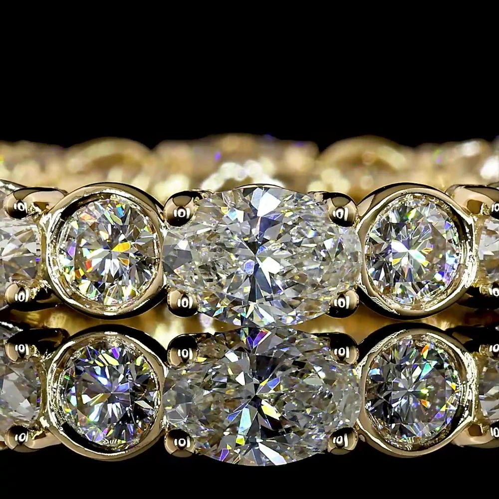 14K Yellow Gold Eternity Band with East-West Oval and Round Lab Diamonds - 3.86 Carats Total Diamond Weight, E-F Color VS1 Clarity - Covaloro Fine Jewelry - Image 2